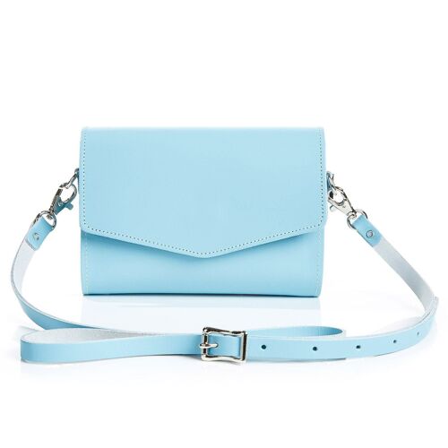 Handmade Leather Clutch Bag - Pastel Baby Blue