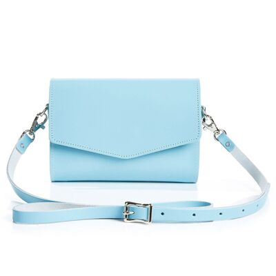 Pochette in Pelle Fatta a Mano - Azzurro Pastello