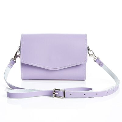 Pochette in pelle fatta a mano - viola pastello