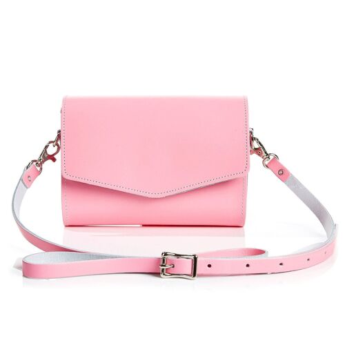 Handmade Leather Clutch Bag - Pastel Pink