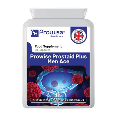 Prostaid Plus Men Ace 60 Cápsulas | Apto para vegetarianos y veganos | Hecho en el Reino Unido