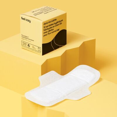 10 serviettes hygiéniques en coton bio | flux normal