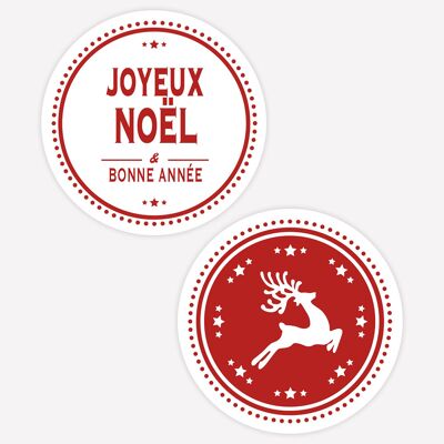 Joyeux Noël + rennes - 100 pcs - 3 cm