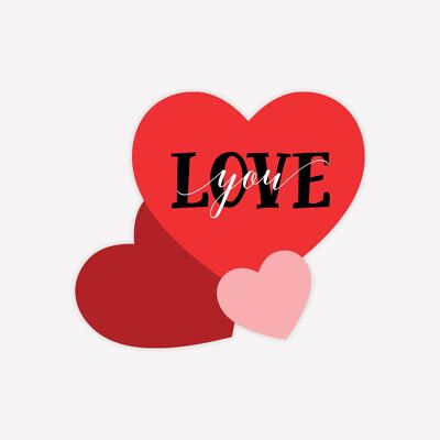 Love You 3 hearts - 100 pcs - 3 cm