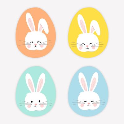 Eggs with rabbits - 4 models - 100 pcs - 2.3 x 3 cm