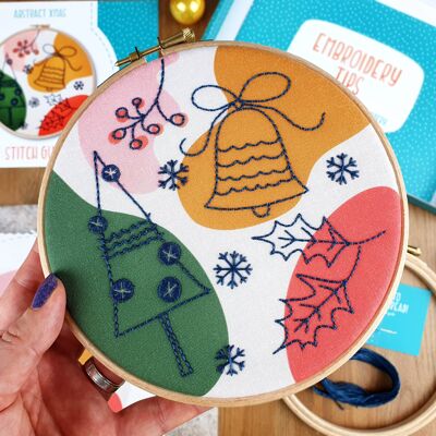Abstract Christmas Handmade Embroidery Kit Hoop Art