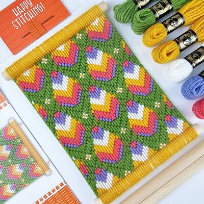 Tapiz de Bargello, kit de costura para colgar en la pared con forma de huevo de Pascua