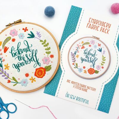 Be Kind to Yourself Handmade Embroidery Pattern Fabric Pack
