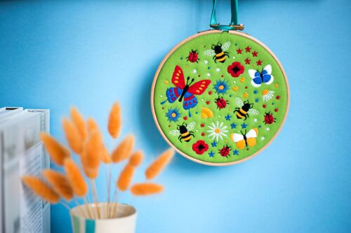 Butterflies and Bees Handmade Embroidery Kit Hoop Art