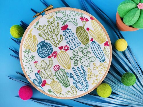 Cacti Cactus Handmade Embroidery Kit Hoop Art
