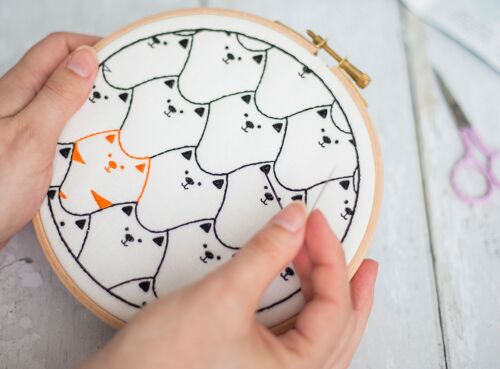 Cats Pet Handmade Embroidery Kit Hoop Art