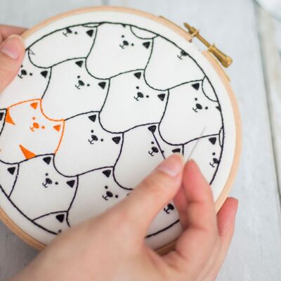Kit de bordado hecho a mano para gatos y mascotas, arte de aro