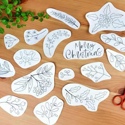 Christmas Foliage Stick and Stitch Embroidery Patterns