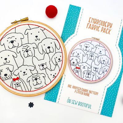 Dogs Handmade Embroidery Pattern Fabric Pack