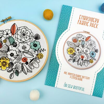 Floral Shadows Embroidery Pattern Fabric Pack