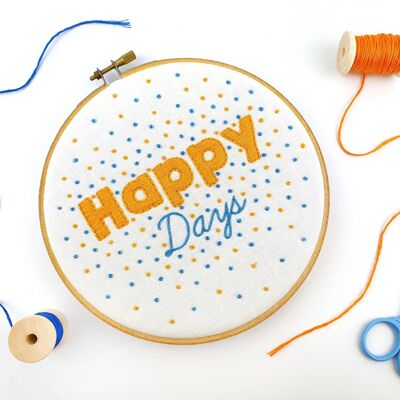 Happy Days handgemachtes Stickset Hoop Art