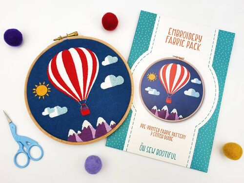 Hot Air Balloon Handmade Embroidery Pattern Fabric Pack