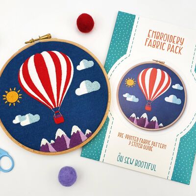 Hot Air Balloon Handmade Embroidery Pattern Fabric Pack