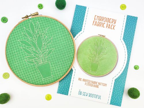 Houseplant Botanical Handmade Embroidery Pattern Fabric Pack
