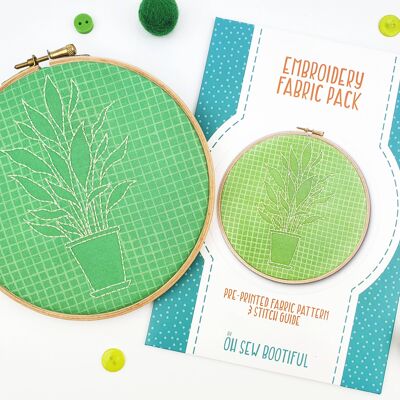 Paquete de tela de patrón de bordado hecho a mano botánico de planta de interior