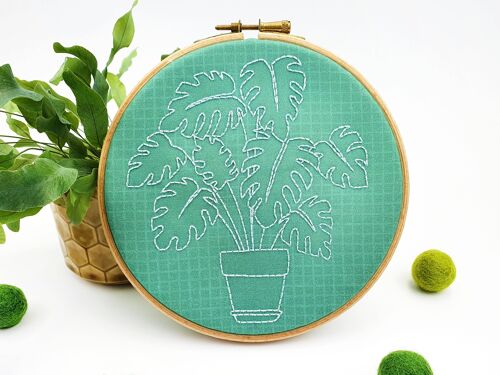 Houseplant Monstera Handmade Embroidery Kit Hoop Art