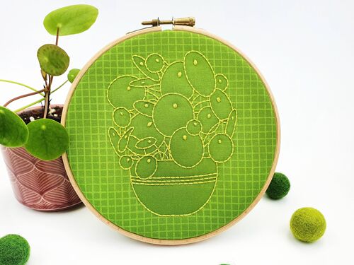 Houseplant Pilea Botanical Handmade Embroidery Kit Hoop Art