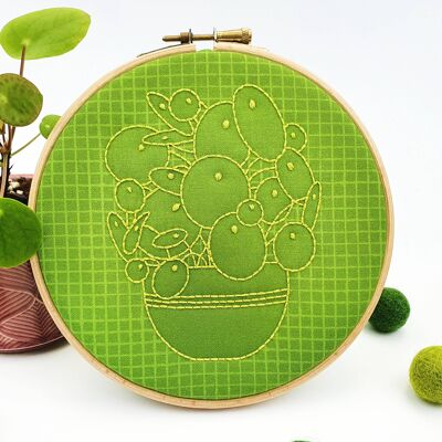 Kit di ricamo fatto a mano botanico di piante d'appartamento Pilea Hoop Art