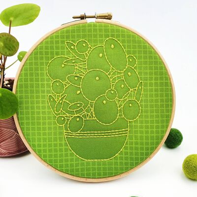 Houseplant Pilea Botanical Handmade Embroidery Kit Hoop Art
