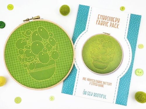 Houseplant Pilea Handmade Embroidery Pattern Fabric Pack
