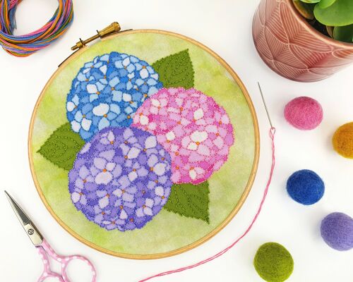 Hydrangea Handmade Embroidery Kit Hoop Art