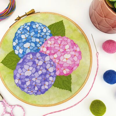 Hydrangea Handmade Embroidery Kit Hoop Art