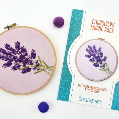 Lavender Handmade Embroidery Pattern Fabric Pack