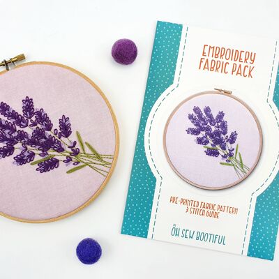 Lavender Handmade Embroidery Pattern Fabric Pack
