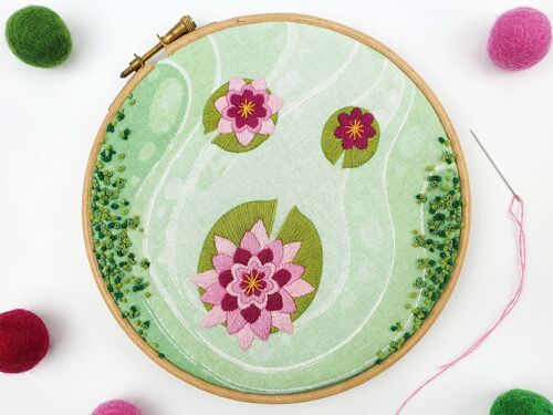 Lily Pad Handmade Embroidery Kit Hoop Art