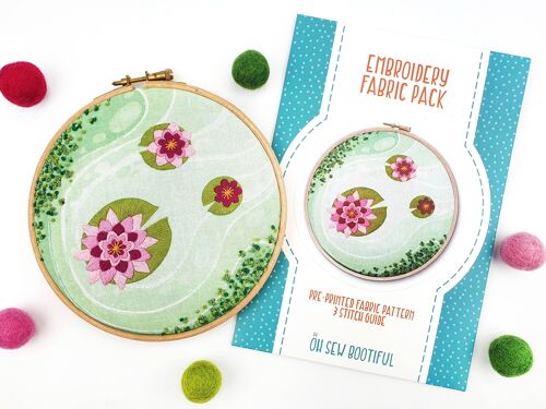 Lily Pad Handmade Embroidery Pattern Fabric Pack