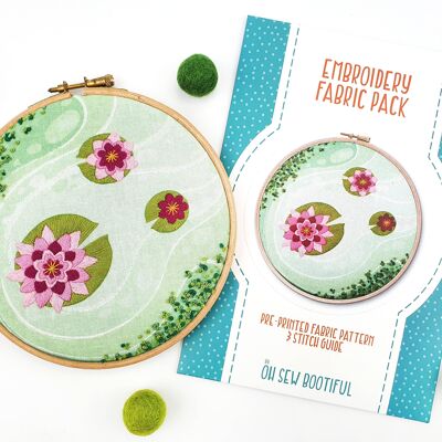 Lily Pad Handmade Embroidery Pattern Fabric Pack