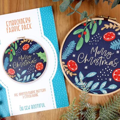 Merry Christmas Embroidery Pattern Fabric Pack
