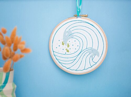 Ocean Waves Handmade Embroidery Kit Hoop Art