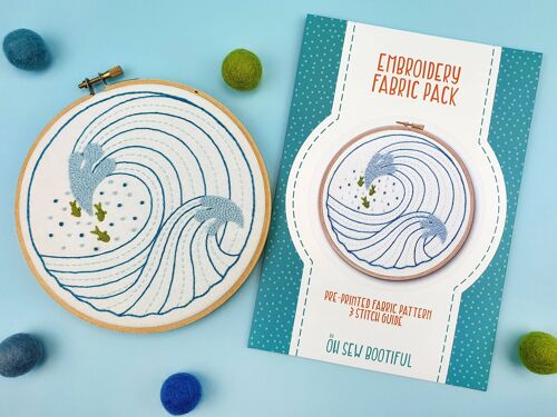 Ocean Waves Handmade Embroidery Pattern Fabric Pack