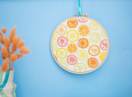 Oranges and Lemons Citrus Handmade Embroidery Kit Hoop Art