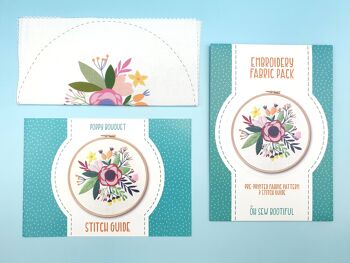 Paquet de tissu de motif de broderie florale de bouquet de coquelicots 3
