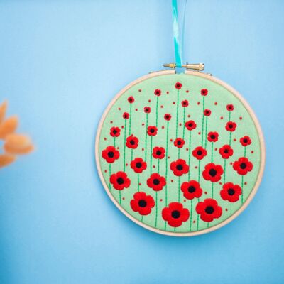 Poppy Field Handmade Embroidery Kit Hoop Art