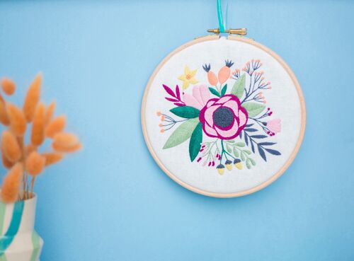 Poppy Floral Bouquet Handmade Embroidery Kit Hoop Art