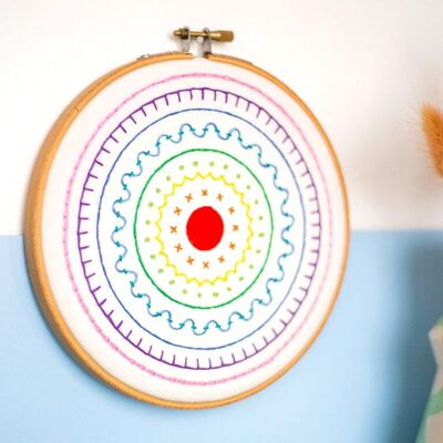 Rainbow Sampler Handmade Embroidery Kit Hoop Art