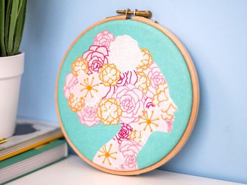 She Blooms Feminist Handmade Embroidery Kit Hoop Art