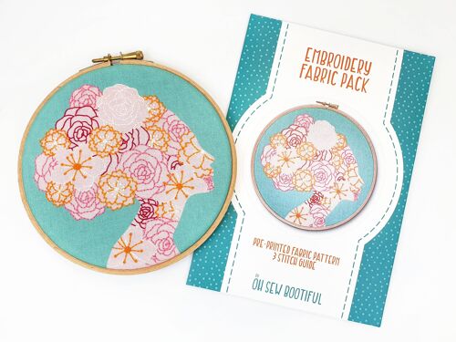 She Blooms Feminist Handmade Embroidery Pattern Fabric Pack