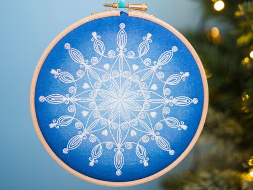 Snowflake Mandala Handmade Embroidery Kit Hoop Art