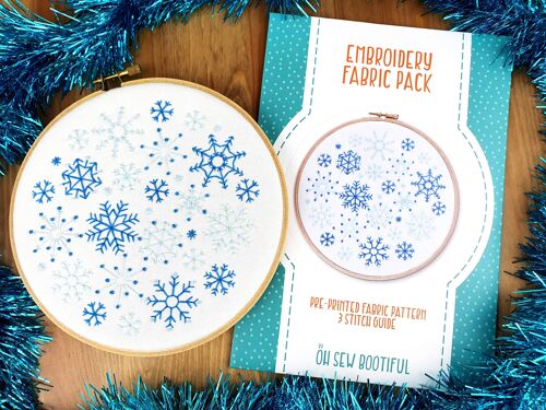 Snowflakes Christmas Embroidery Pattern Fabric Pack