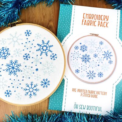 Snowflakes Christmas Embroidery Pattern Fabric Pack