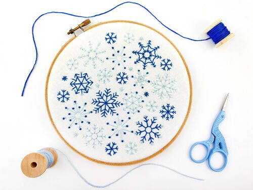 Snowflakes Christmas Handmade Embroidery Kit Hoop Art